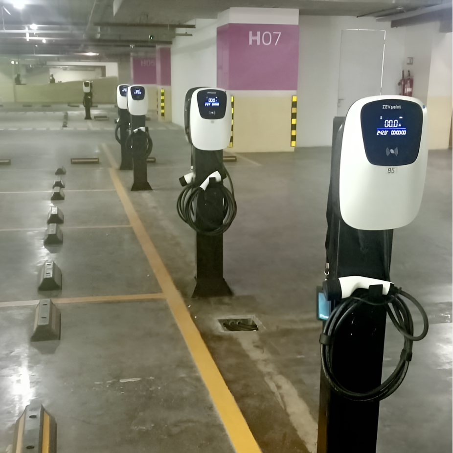 Zevpoint AC chargers on Amazon's Hyderabad campus