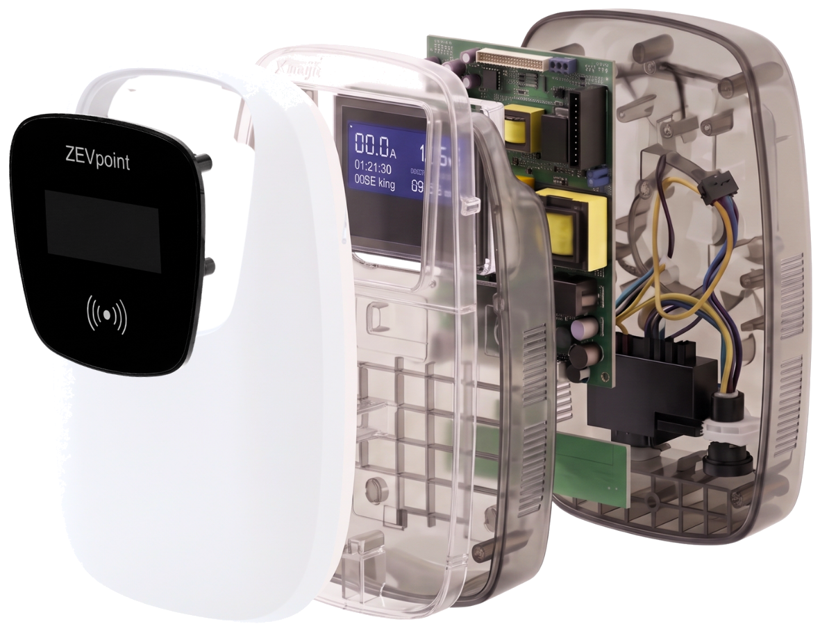 Exploded view of a Zevpoint wall charger